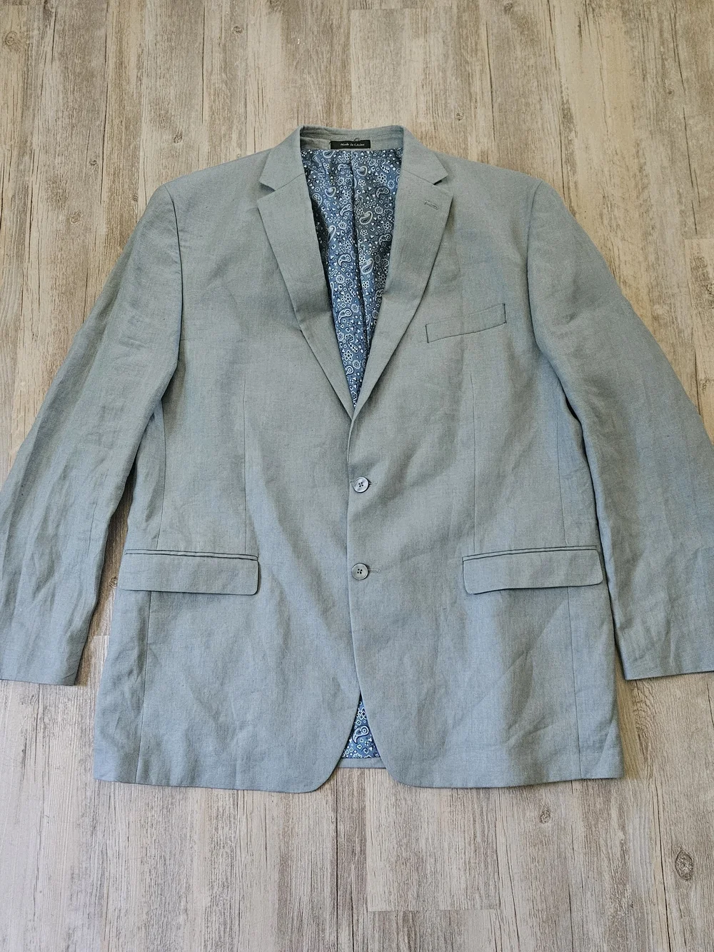 Lauren Ralph Lauren Men's Light Green 100% Linen Paisley Lined Blazer 46L